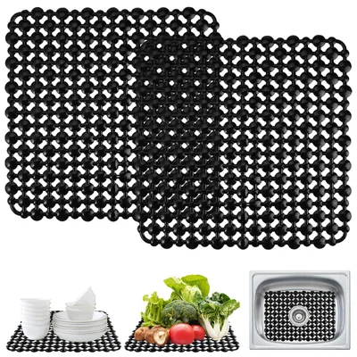 Spülbeckenmatte 2er-Pack, zuschneidbar, 28 x 28 cm, Silikon