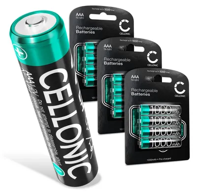Produktbild von Cellonic AAA Akku-Batterien - 1000mAh - vorgeladen, lange Lebensdauer - 12x Micro / HR03 / AAA Akkus