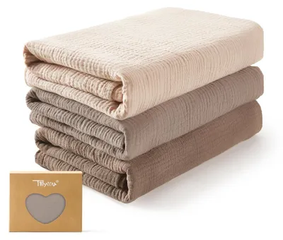 Obrázek produktu pro Omgoods – Sada 3 mušlinových ubrousků pro miminka – 75 x 100 cm