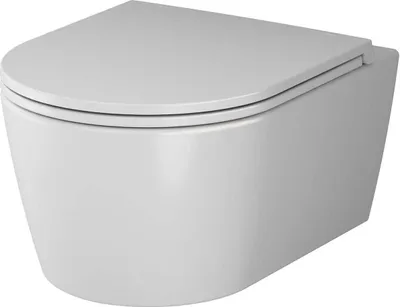 A white wall-mounted toilet with a closed lid, shown from a three-quarter angle against a white background.