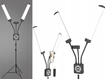 Zdjęcie produktu dla Podwójna Giętka Lampa LED Kosmetyczna Fotograficzna Video 40W + Pilot / M46 / Czarny