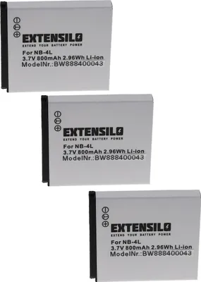 Produktbild von EXTENSILO 3x Akku kompatibel mit Canon Legria Mini Kamera (800 mAh, 3,7 V, Li-Ion)