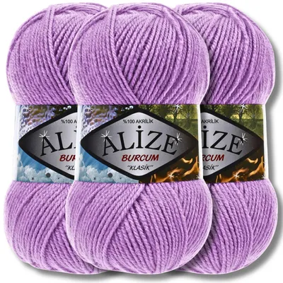 Immagine prodotto di Alize 3x 100 g Burcum Klasik Lana, tinta unita, uncinetto, lavoro a maglia (Lavanda - 247)