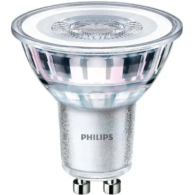 A close-up studio shot of a Philips LED spotlight bulb.