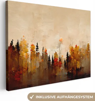 Obrázek produktu pro OneMillionCanvasses® - Obraz na plátně - Příroda - Stromy - Umění - Hnědá - Béžová, nástěnná malba, nástěnné dekorace obrazy obývací pokoj, 120x90cm