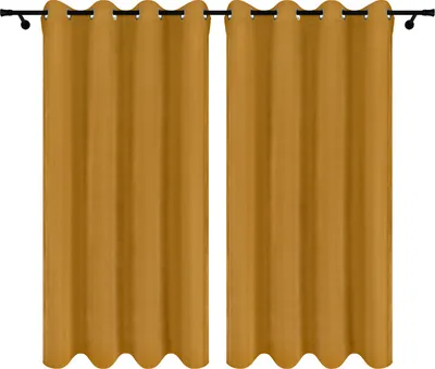 Vorhänge aus Velours mit Ösen 140x280 cm Stücke Senfgelb