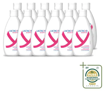 Zdjęcie produktu dla 12 sztuk Lactacyd Sensitive, żel do mycia okolic intymnych - bardzo delikatny - 300 ml - zestaw ekonomiczny