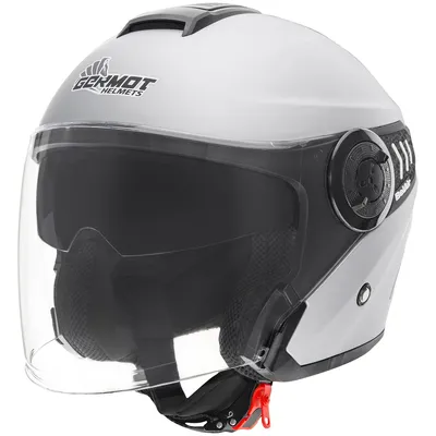 Zdjęcie produktu dla Kask motocyklowy Germot GM 660 Jet ze zintegrowaną osłoną przeciwsłoneczną matowy srebrny-XS
