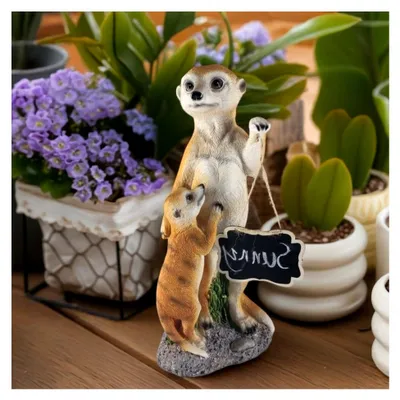Produktbild von Erdmännchen Statue für Garten und Balkon - Wetterfeste Kunstharzfigur