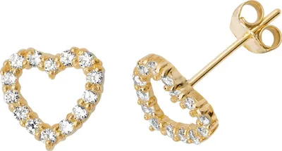 Produktbild von Schöne 9 Karat (375) Gold Herz Damen - Paar Ohrstecker mit Zirkonia - 8mm*8mm; TRS27109