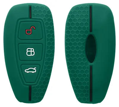 Produktbild von kwmobile Schlüsselhülle für Ford 3-Tasten Autoschlüssel Keyless Go Hülle - Autoschlüssel Schlüssel Hülle aus Silikon - Schlüsseletui in Dunkelgrün