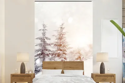 Produktbild von MuchoWow® Fototapete für Wohnzimmer oder Schlafzimmer Wandtapete Vinyl Motivtapete Baum - Schnee - Winter - 180x280 cm - Wallpaper