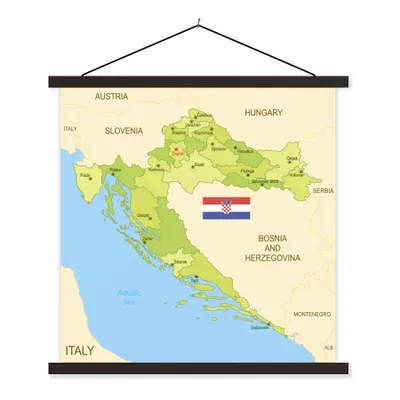 Obrázok produktu pre MuchoWow® Textilný plagát - Mapa Chorvátska s vlajkou - 40x40cm - S čiernymi lamelami
