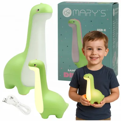 Obrázek produktu pro Noční lampička LED dinosaurus pro děti, bezdrátová, bílá, teplé světlo, kabel USB