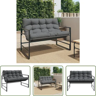 Produktbild von The Living Store Gartenbank mit Kissen Anthrazit 113 cm Stahl