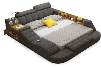 Produktbild von Multifunktionales Bett Moderner Stil Blaue Farbe Holzrahmen Bequem
