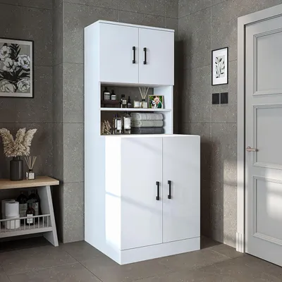 Produktbild von Skye Decor, Hochwertiger Waschmaschinen-Schrank, Weiß, 70x180x67 cm, 100% Melamin
