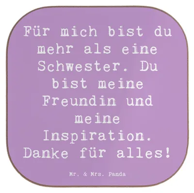 Produktbild von Mr. & Mrs. Panda Untersetzer für Gläser Spruch Meine Schwester - Lavendeltraum - Geschenk, Tasse, Coaster, Liebe, jede Gelegenheit, Tischuntersetzer, Danke sagen