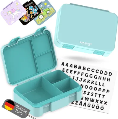 Produktbild von Brotdose Kinder mit Fächern, BPA frei, Lunchbox, Bento box, Brotbox, Brotdose Mädchen & Jungen, Snackbox mit Trennfächern, Vesperbox - mint 950ml