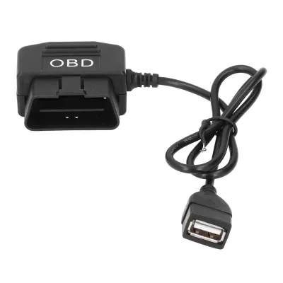 Immagine prodotto di cavo adattatore di alimentazione OBD da 48 cm/18,9 pollici con pulsante di commutazione modalità ACC Protezione a bassa tensione per la ricarica delle telecamere da cruscotto