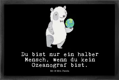 Produktbild von Mr. & Mrs. Panda Sauberlaufmatte Ozeanograf Herz 50 x 75 cm - Schwarz - Geschenk, Meeresbiologe, Bodenvorleger, Gummimatte, Studium, Fussmatte, fußmatte, bodenmatte