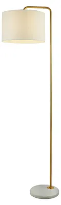 Image de Lampadaire, or, abat-jour textile blanc, H 155 cm, HANGMAN