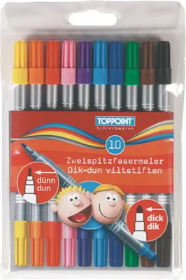 Produktbild von 60 (6x 10Stk) Stylex Zweispitzfasermaler Filzstifte Fasermaler