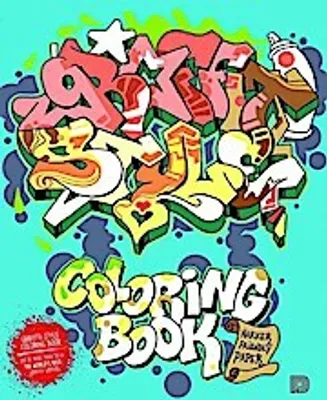 Graffiti-style artwork with the words "Graffiti Style Coloring Book" prominently displayed.
