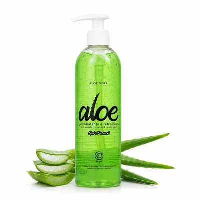 Produktbild von RickiParodi Aloe Vera Gel 500 ml – Feuchtigkeitsspendendes After Sun & After Shave Gel für Gesicht und Körper