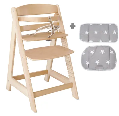 Produktbild von roba Treppenhochstuhl Sit Up III, mitwachsend bis Jugendstuhl, natur, Sitzverkleinerer Little Stars