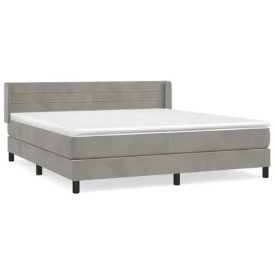 Image de vidaXL Lit boxspring avec matelas gris clair 160x200 cm velours