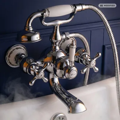 Produktbild von PaulGurkes Badewannenarmatur Nostalgie Retro Landhausstil mit Brause Keramik