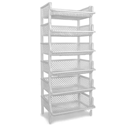 Produktbild von ARTECSIS Korbregal aus Kunststoff stapel-/erweiterbares Stecksystem als Stapelregal, 6 Regalelemente in anthrazit (Granitgrau)