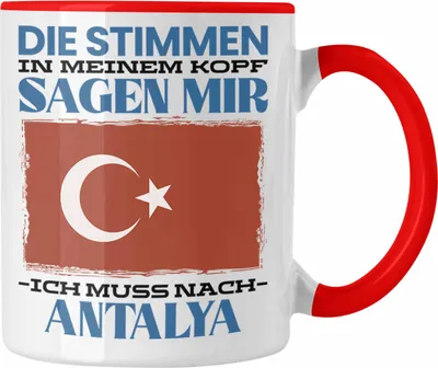 Produktbild von Trendation - Antalya Tasse Urlaub Heimat Geschenk Spruch Türkei Geschenkidee (Rot)