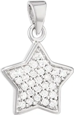 Produktbild von NKlaus 12x12m Kettenanhänger Stern funkelnd 925 Silber Zirkonia weiß Sterchen gesandelt 14101