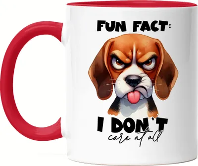 Produktbild von Fun fact I don't care at all Grimmiger Hund Tasse Rot - Humorvolle Geschenkidee