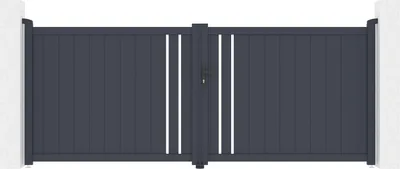Produktbild von Doppelflügeltor aus Aluminium 3,5m GIONA H.140cm grau