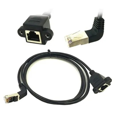 Produktbild von Q48C RJ45 Netzwerk Verlängerungskabel – Abgewinkelter LAN-Stecker auf festbare RJ45 Buchse, Ethernet Verlängerung für Router, PC & Switch