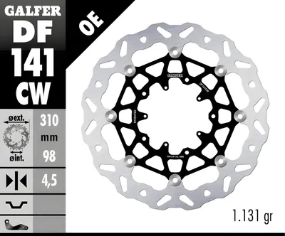 Produktbild von Bremsscheibe Set Galfer 2x DF141CW WAVE® schwimmend vorne 310x4,5mm für Honda CRF A Africa Twin 1100 / 1110 ccm Bj. 2020 - 2023