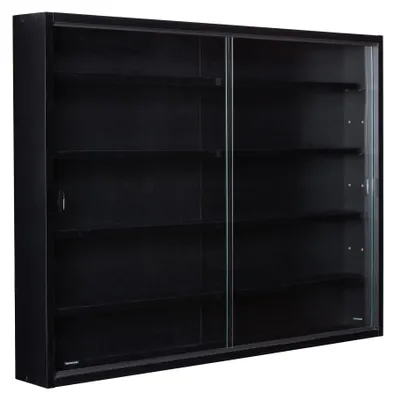 Productafbeelding van Blacklava Vitrinekast met glazen deuren, 2 schuifdeuren, zwart.