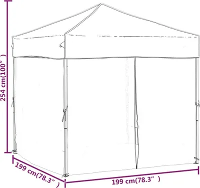 Imagen del producto de vidaXL Tienda de campaña plegable para fiestas con paredes laterales, color crema, 2x2 metros