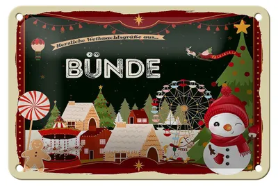 Produktbild von Blechschild Weihnachten Grüße BÜNDE Geschenk Fest Dekoration  18x12cm