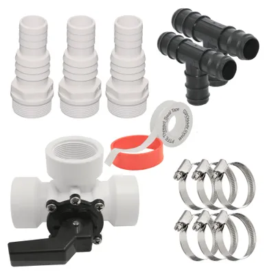 Produktbild von HAF Bypass Set 13-teilig | Kompatibel mit Pool Wärmepumpe, Solarheizung & Sandfilteranlage | Ventil für optimale Regulierung des Wasserdurchfluss