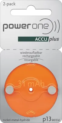 Produktbild von PowerOne P13 PR48, ACCUplus Hörgeräteakku, 2er Pack
