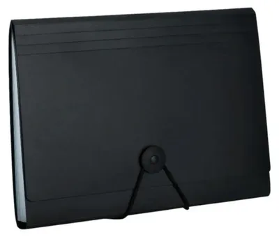 Image de Classeur à soufflet A5 en plastique PP, 13 compartiments, couleur noire - Biurfol