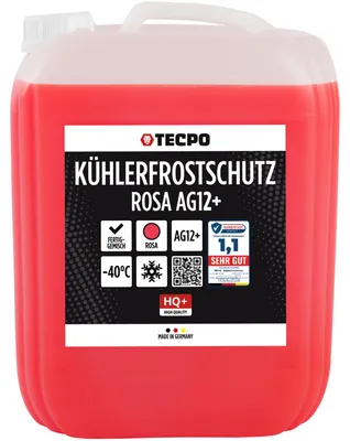 Produktbild von TECPO Kühlerfrostschutz rot rosa, 10 Liter Kühlmittel G12+ -40°C Antifreeze, G12 Kühlmittel Auto, Fertigmischung Gebrauchsfertig Kühlwasser Auto