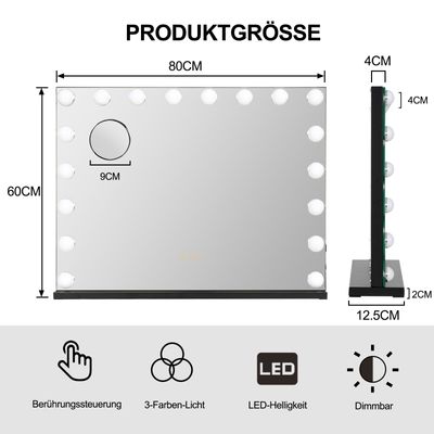 18 LED Kosmetikspiegel Hollywood Schminkspiegel mit Beleuchtung Dimmbar  80cm DE