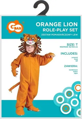 Produktbild von Kinderkostüm, Orange, Löwe, Größe 92/104 cm - Godan
