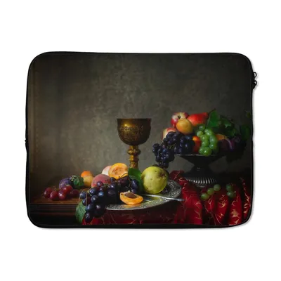 Produktbild von MuchoWow® Laptop Hülle 15 Zoll Rustikal - Tisch - Obst - Stilleben - Tasse Laptoptasche - Laptoptasche - Sleeve - Rundum-Schutz