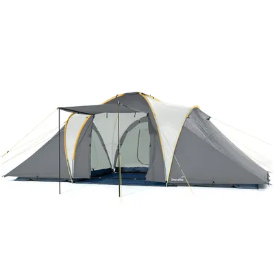 Produktbild von Skandika Kuppelzelt Daytona 6 Personen | Familienzelt mit 3 Schlafkabinen, 3000 mm Wassersäule, 195 cm Stehhöhe, Moskitonetze, Sonnensegel | Camping